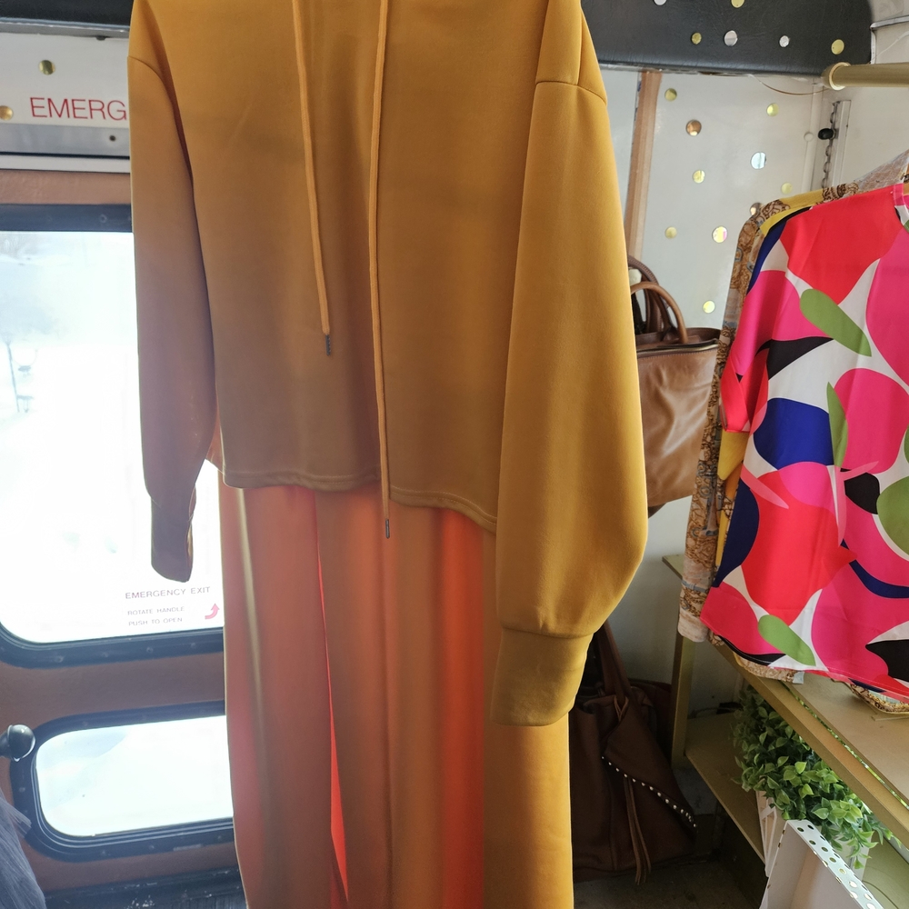Orange and Mustard Hoodie Skirt set
